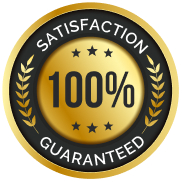 Satisfaction guaranteed seal featuring "100%" in bold text, symbolizing commitment to quality for Attention to Detail Painting services.